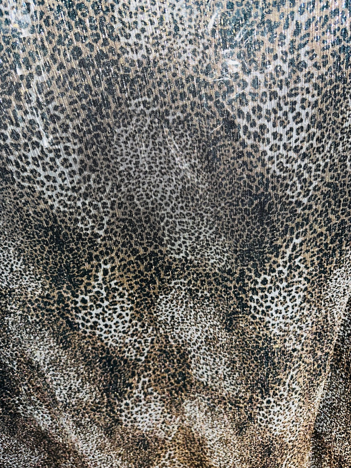 New Cheetah design Exotic animal print on pleated metallic lace 4-way stretch