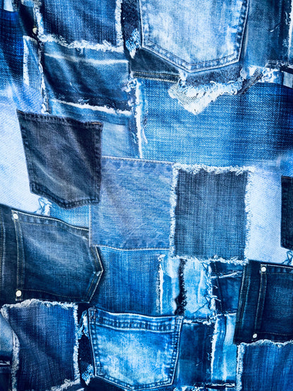 New Denim jeans design print on great quality of poly spandex 4-way stretch 58/60”