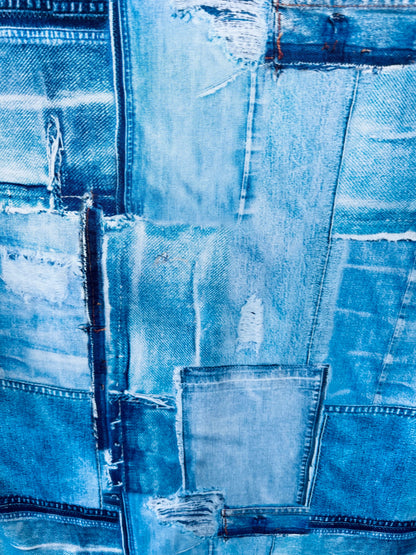 New Denim jeans design print on great quality of poly spandex 4-way stretch 58/60”