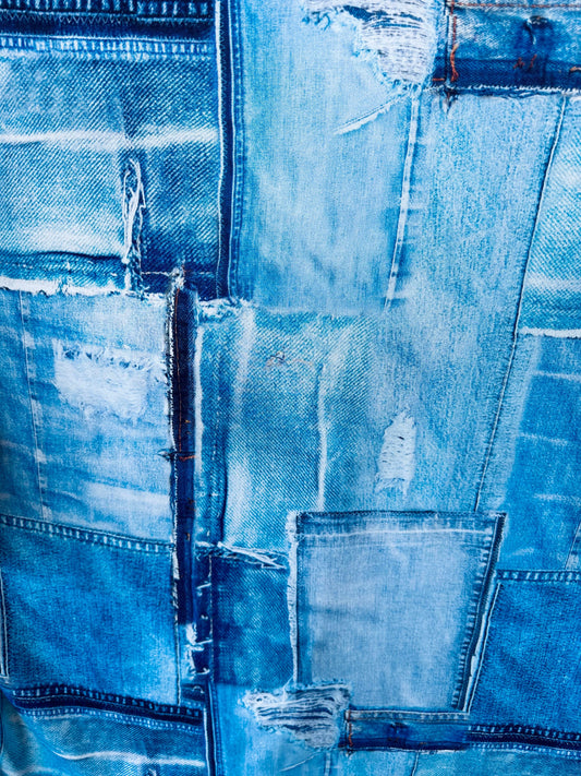 New Denim jeans design print on great quality of poly spandex 4-way stretch 58/60”