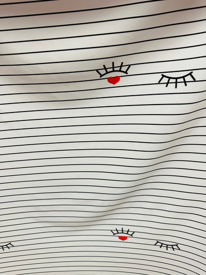 Pin stripes design with eyelashes print on great quality of nylon spandex 4-way stretch 58/60” High quality fabrics by AlexLAFabrics