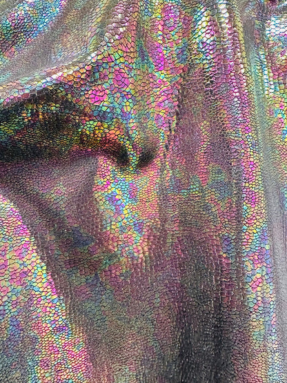 Reptile design hologram metallic nylon spandex 4-way stretch 58/60” High quality fabrics by AlexLAFabrics