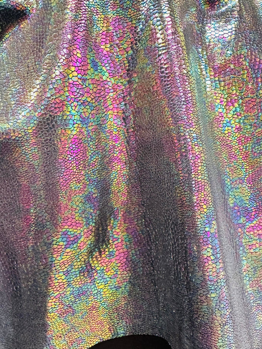 Reptile design hologram metallic nylon spandex 4-way stretch 58/60” High quality fabrics by AlexLAFabrics