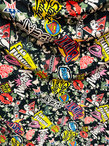 New Camouflage fashion design print on great quality of poly spandex 4-way stretch 58/60”