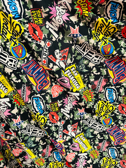 New Camouflage fashion design print on great quality of poly spandex 4-way stretch 58/60”
