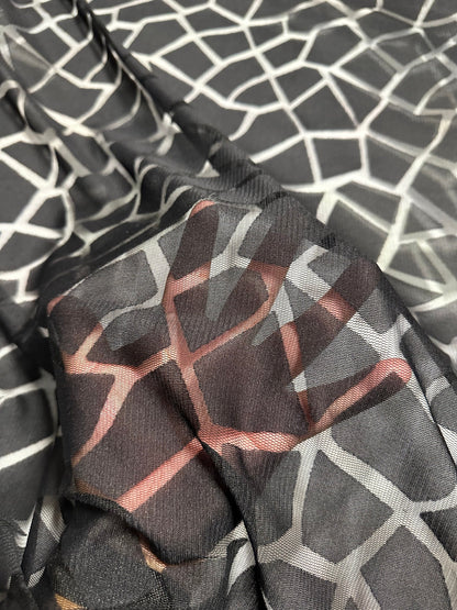 Giraffe exotic design on burnout power mesh 4-way stretch 58/60”