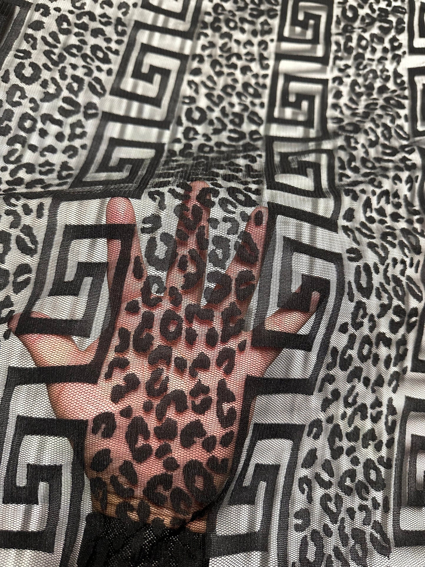New cheetah design burnout power mesh 4-way stretch 58/60”
