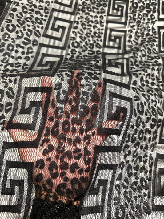 New cheetah design burnout power mesh 4-way stretch 58/60”