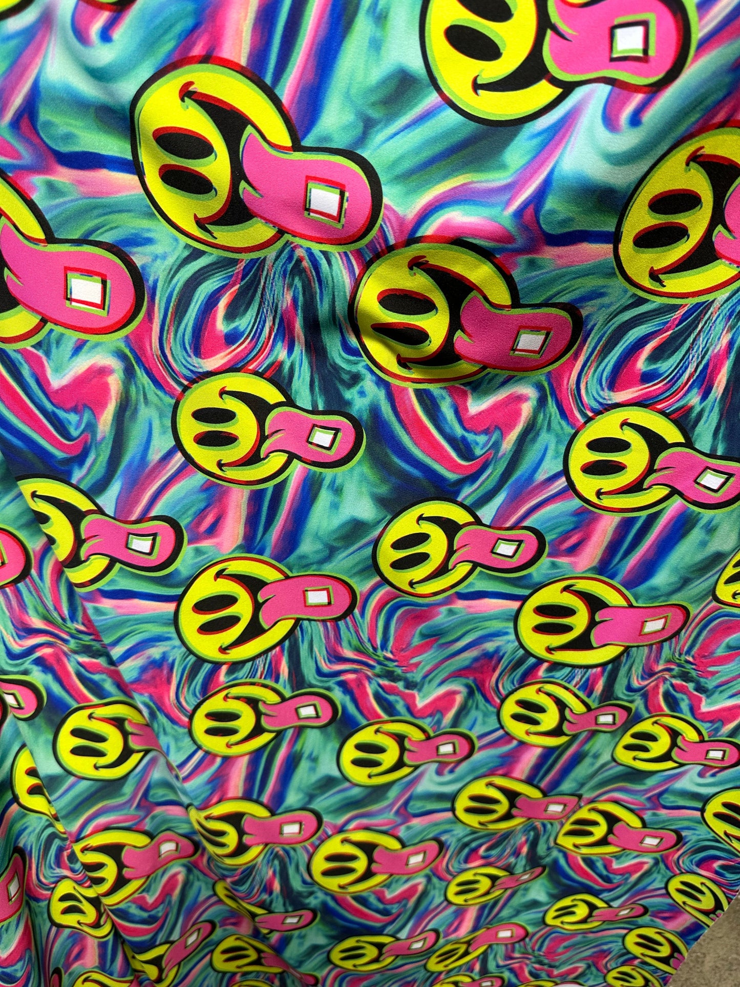 New happy face design print on great quality of nylon spandex 4-way stretch 58/60”