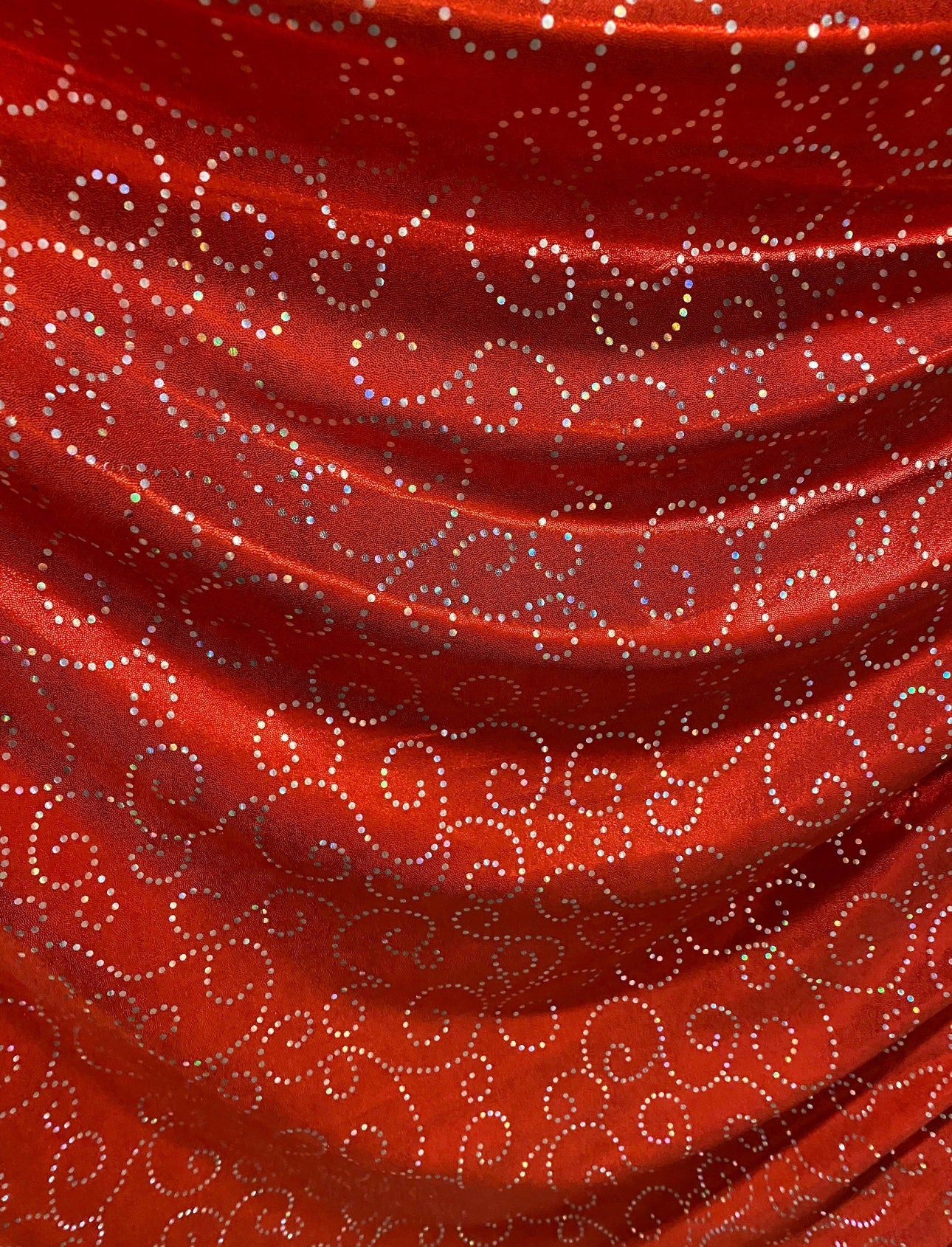 Swirl design hologram metallic nylon spandex with foggy foil 4-way stretch 58/60”