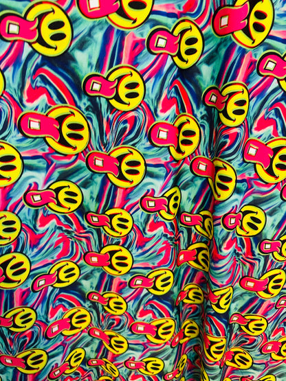 New abstract happy face design print on great quality of nylon spandex 4-way stretch High quality fabrics by AlexLAFabrics