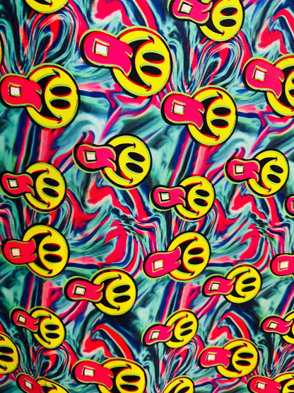 New abstract happy face design print on great quality of nylon spandex 4-way stretch High quality fabrics by AlexLAFabrics