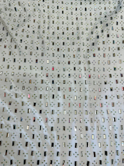 Jewel design rhinestone on best quality of spandex base 4-way stretch 58/60” High quality fabrics by AlexLAFabrics