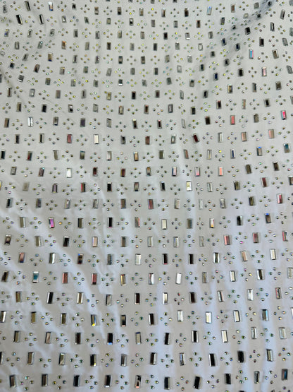 Jewel design rhinestone on best quality of spandex base 4-way stretch 58/60” High quality fabrics by AlexLAFabrics