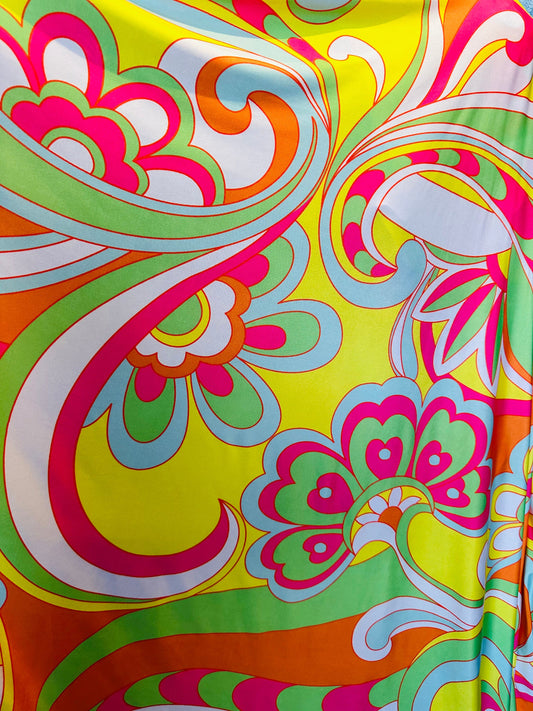 New floral design pastel colors print on poly spandex light weight 4-way stretch 58/60”