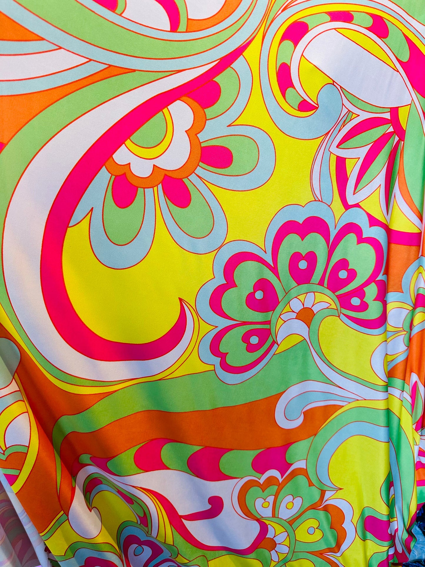 New floral design pastel colors print on poly spandex light weight 4-way stretch 58/60”