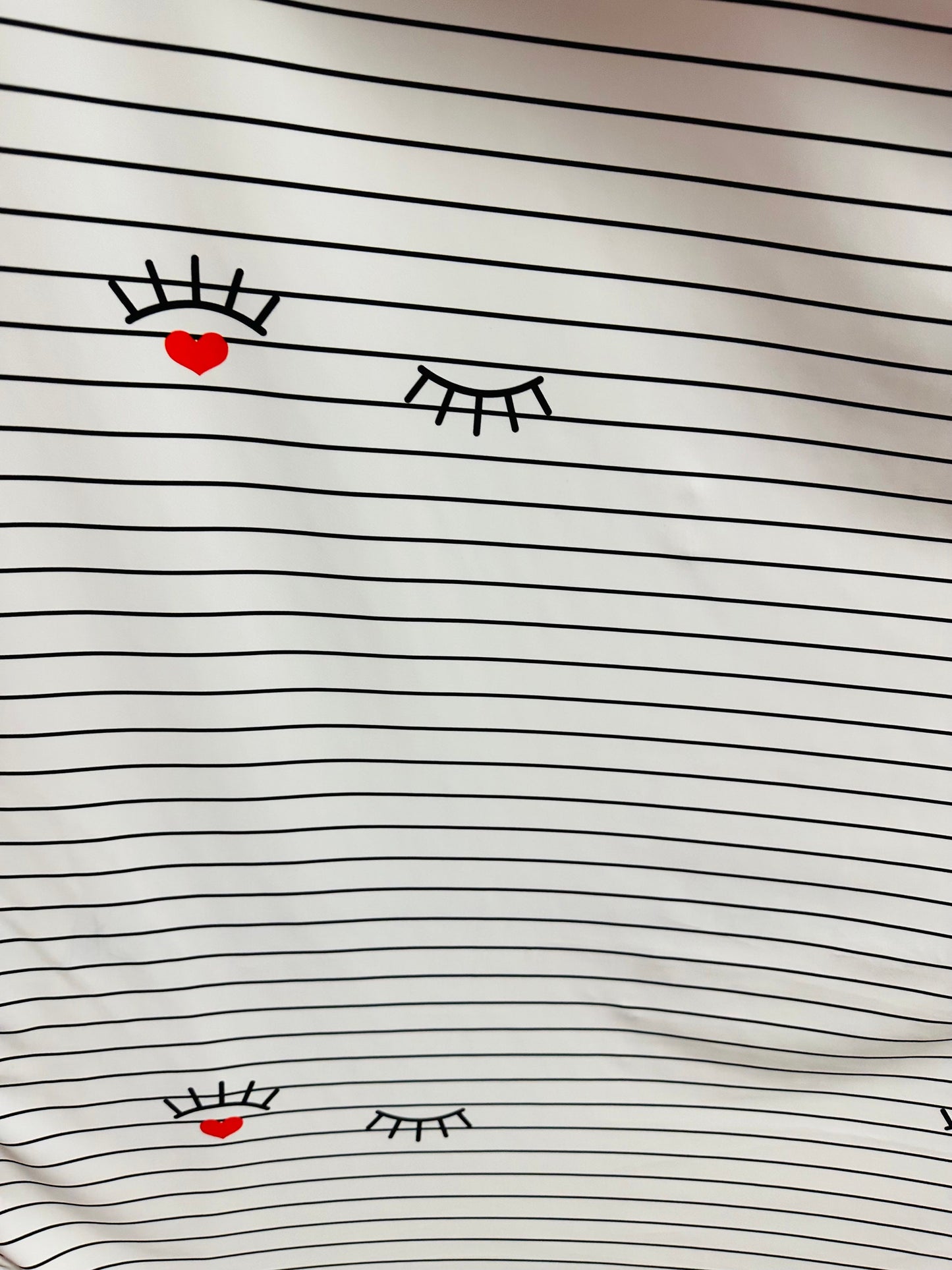 Pin stripes design with eyelashes print on great quality of nylon spandex 4-way stretch 58/60” High quality fabrics by AlexLAFabrics