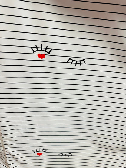 Pin stripes design with eyelashes print on great quality of nylon spandex 4-way stretch 58/60” High quality fabrics by AlexLAFabrics