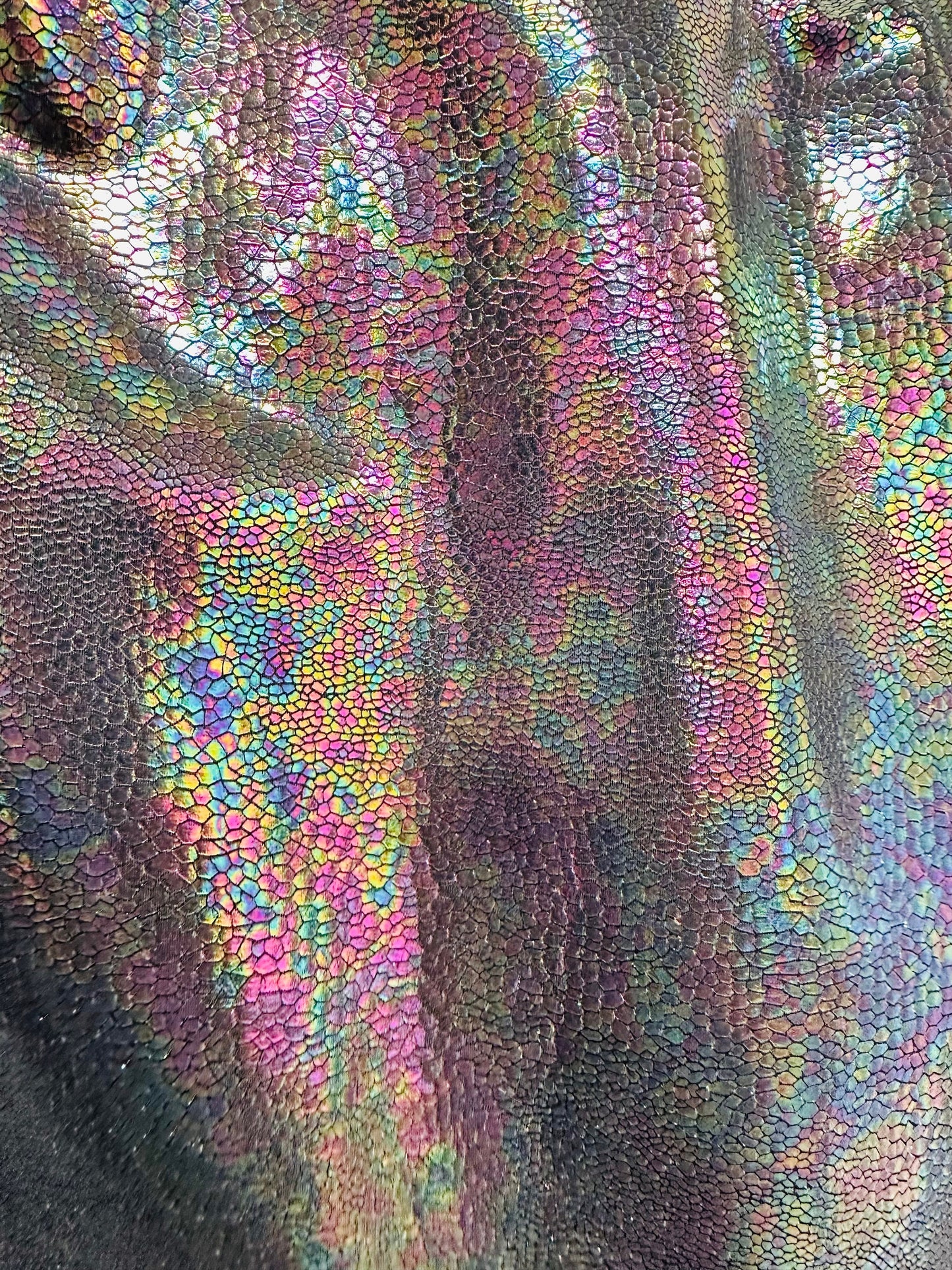Reptile design hologram metallic nylon spandex 4-way stretch 58/60” High quality fabrics by AlexLAFabrics