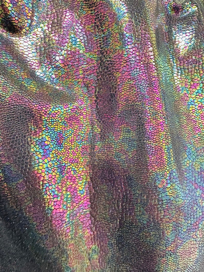 Reptile design hologram metallic nylon spandex 4-way stretch 58/60” High quality fabrics by AlexLAFabrics