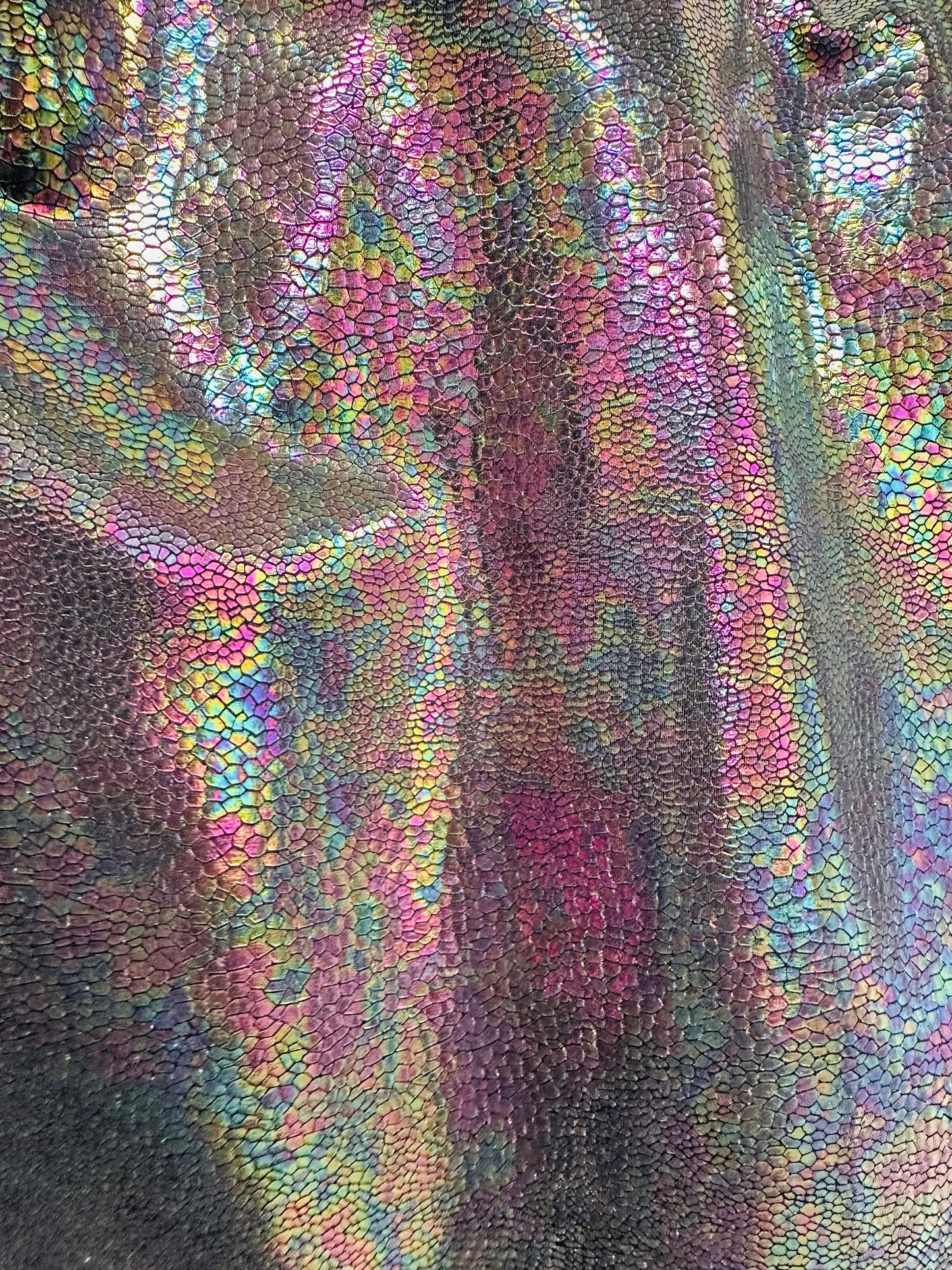 Reptile design hologram metallic nylon spandex 4-way stretch 58/60” High quality fabrics by AlexLAFabrics
