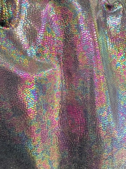 Reptile design hologram metallic nylon spandex 4-way stretch 58/60” High quality fabrics by AlexLAFabrics