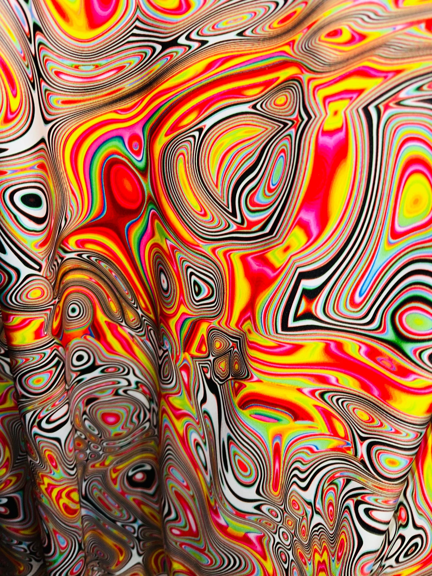 Spandex fabric Modern Lava design Fire  multicolor print on great quality of nylon spandex 4-way stretch 58/60” Sold by the YD.