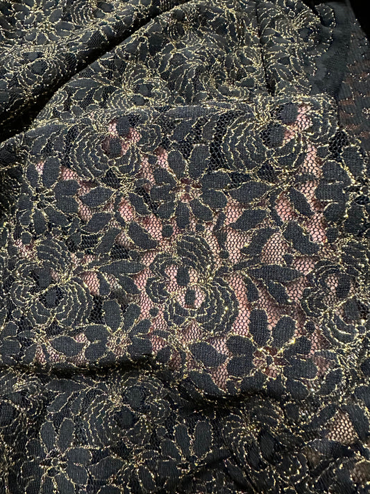 Metallic lace Victoria design 4-way stretch high quality lace 58/60”