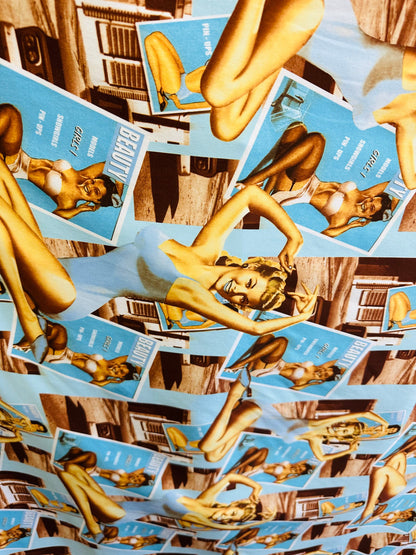 Beauty Design print on great quality of poly spandex 4-way stretch 58/60” Sold by the YD.