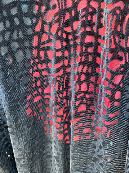 Spiderweb design spandex mesh with flocking 2-way stretch 58/60”