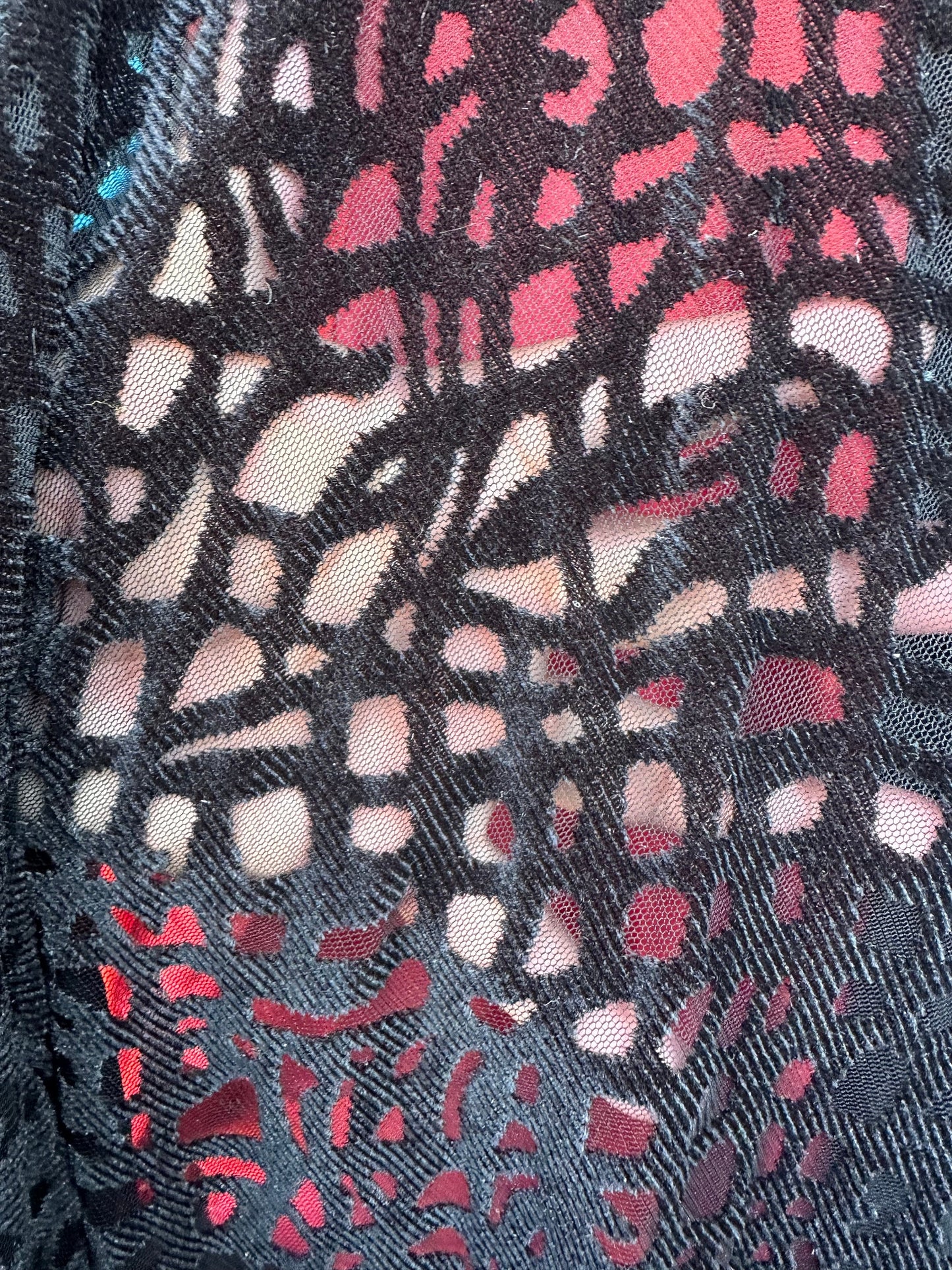 Spiderweb design spandex mesh with flocking 2-way stretch 58/60”
