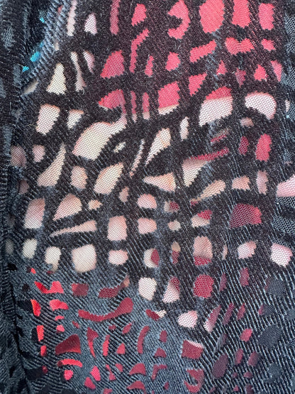 Spiderweb design spandex mesh with flocking 2-way stretch 58/60”