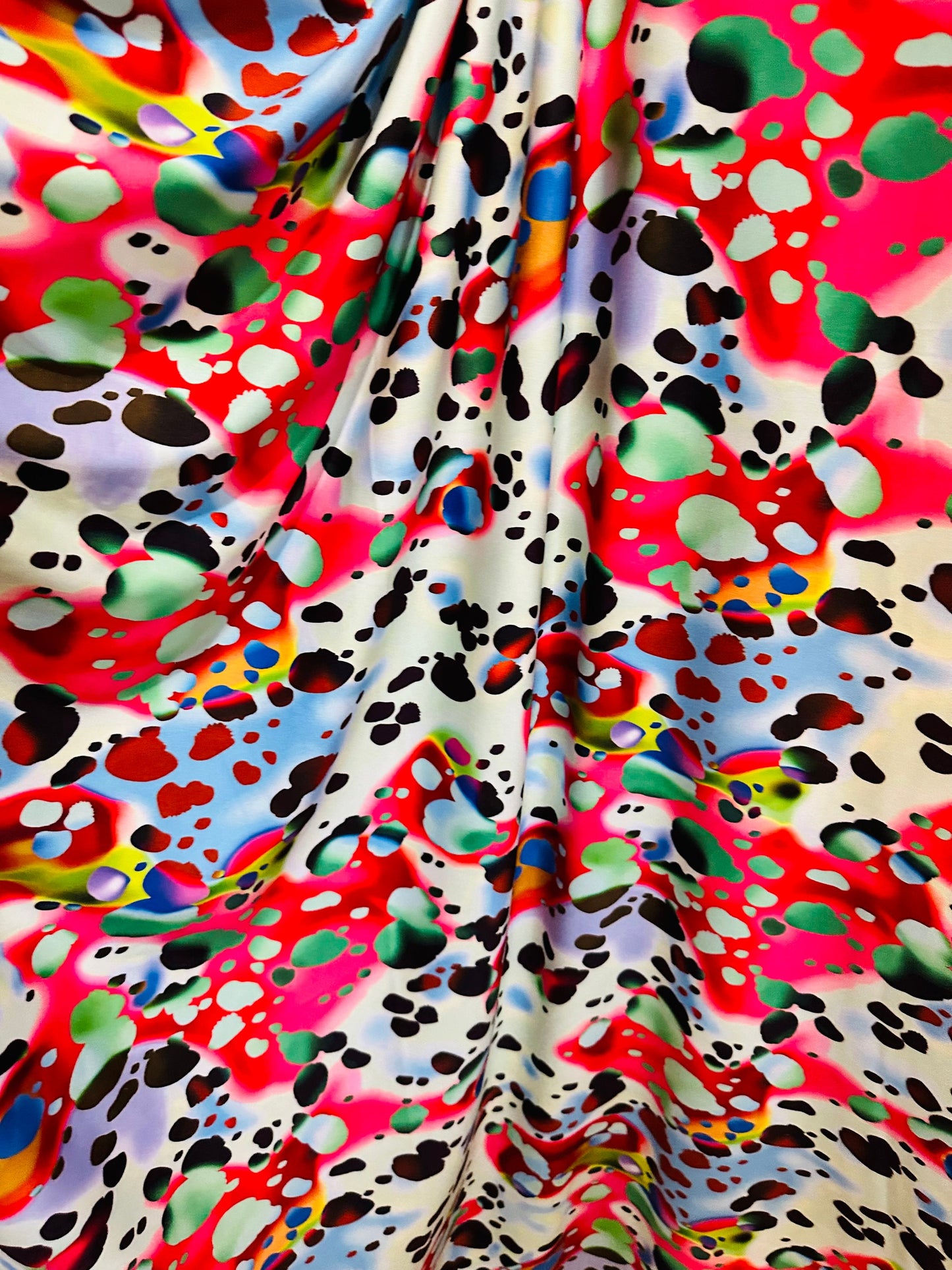 New abstract water design multicolor print on great quality of nylon spandex 4-way stretch 58/60” Sold by the YD. Ships worldwide