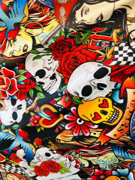 New Skull design print on great quality of nylon spandex 4-way stretch 58/60”