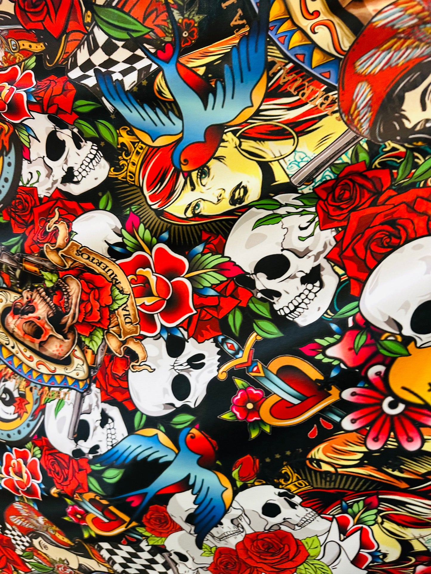 New Skull design print on great quality of nylon spandex 4-way stretch 58/60”