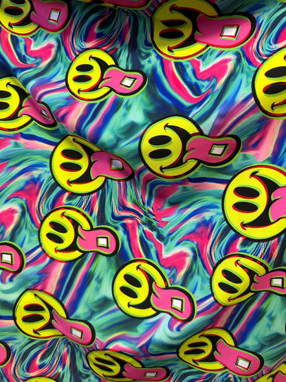 New happy face design print on great quality of nylon spandex 4-way stretch 58/60”