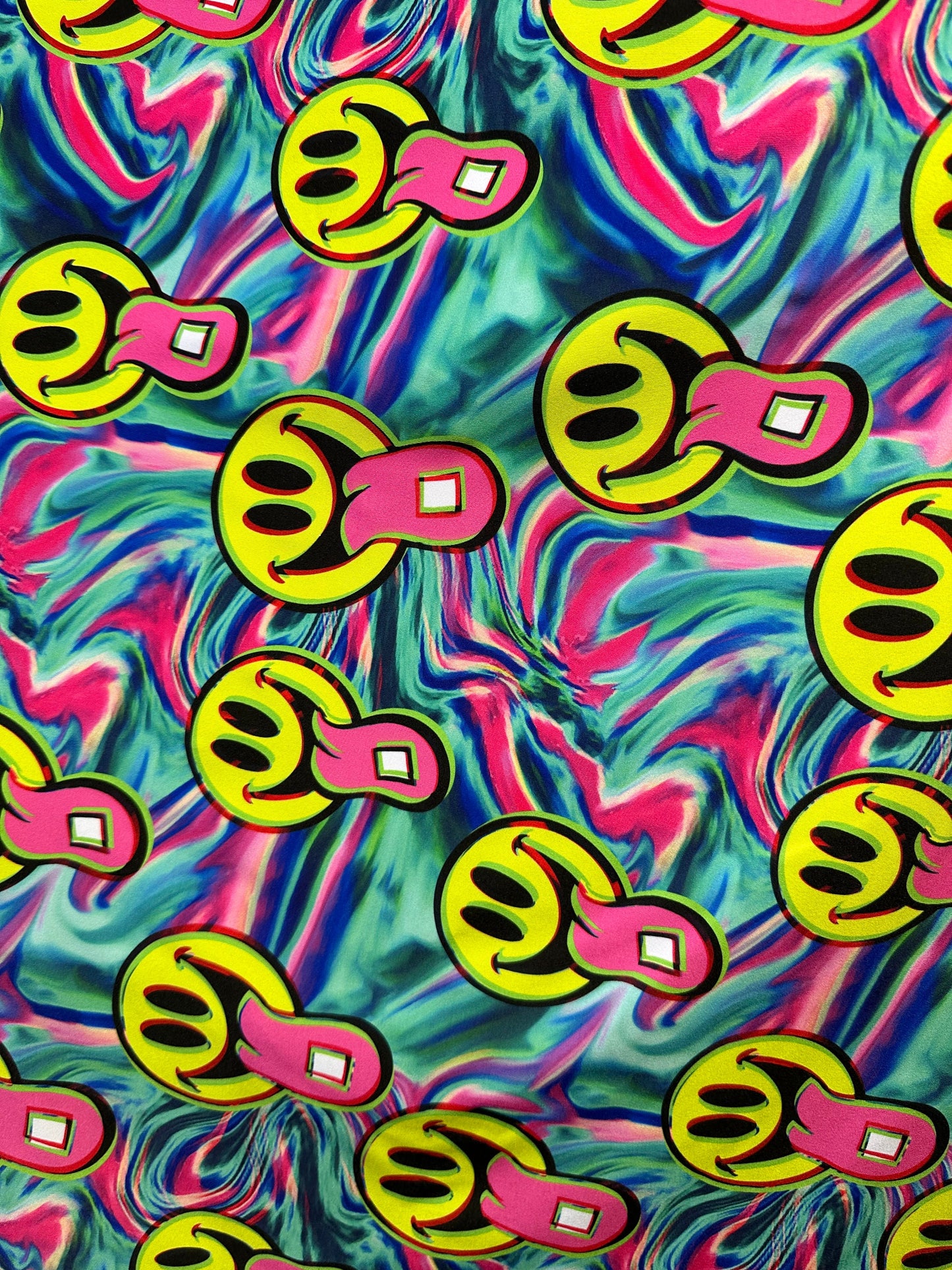 New happy face design print on great quality of nylon spandex 4-way stretch 58/60”