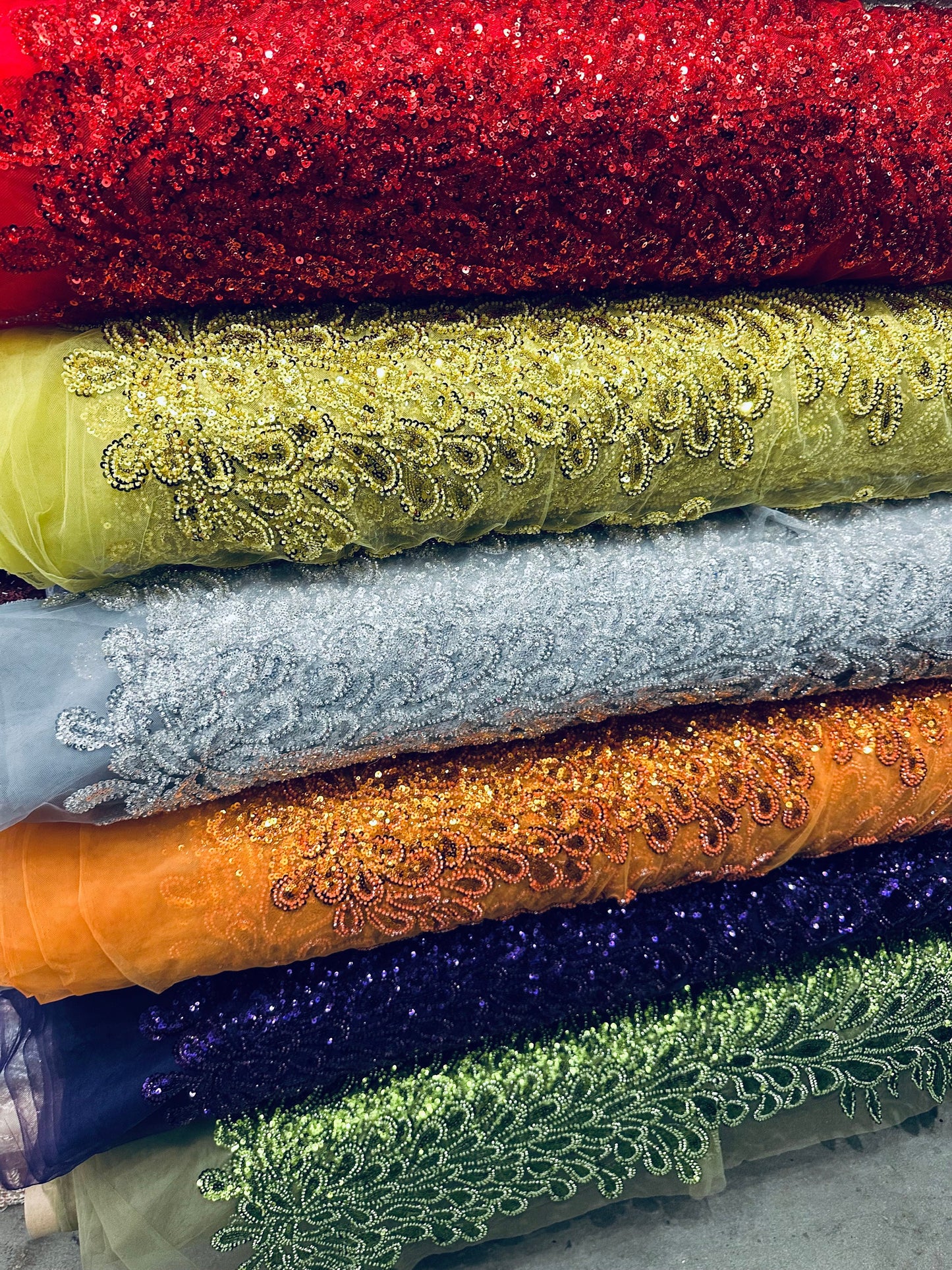 Peacock Beverly Hills design luxury beaded lace 2-way stretch 55/55” High quality fabrics by AlexLAFabrics