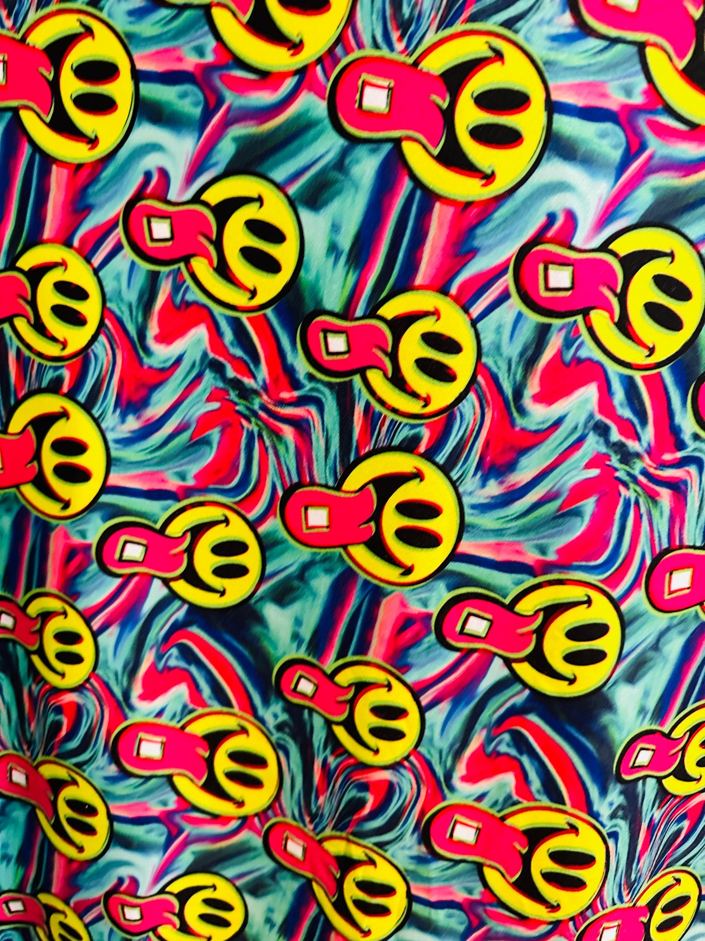 New abstract happy face design print on great quality of nylon spandex 4-way stretch High quality fabrics by AlexLAFabrics