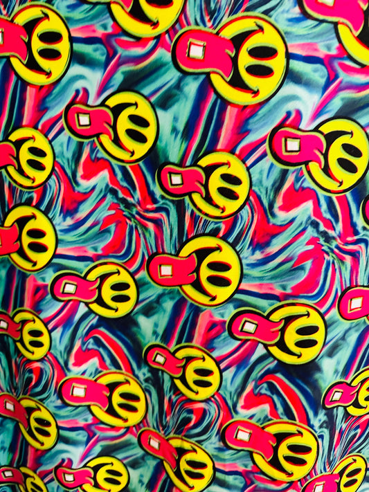 New abstract happy face design print on great quality of nylon spandex 4-way stretch High quality fabrics by AlexLAFabrics
