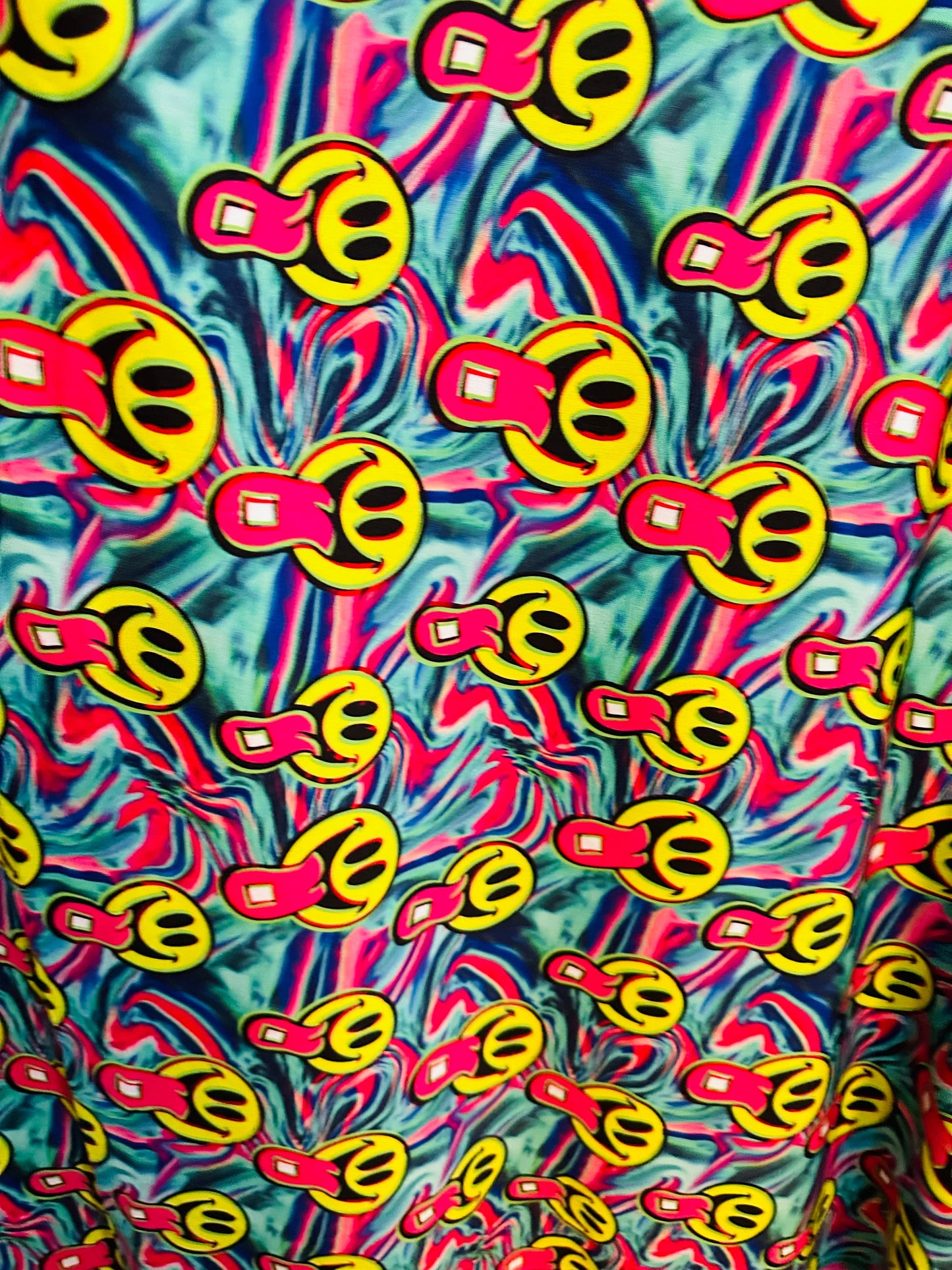 New abstract happy face design print on great quality of nylon spandex 4-way stretch High quality fabrics by AlexLAFabrics