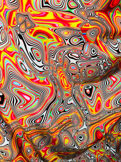 Spandex fabric Modern Lava design Fire  multicolor print on great quality of nylon spandex 4-way stretch 58/60” Sold by the YD.