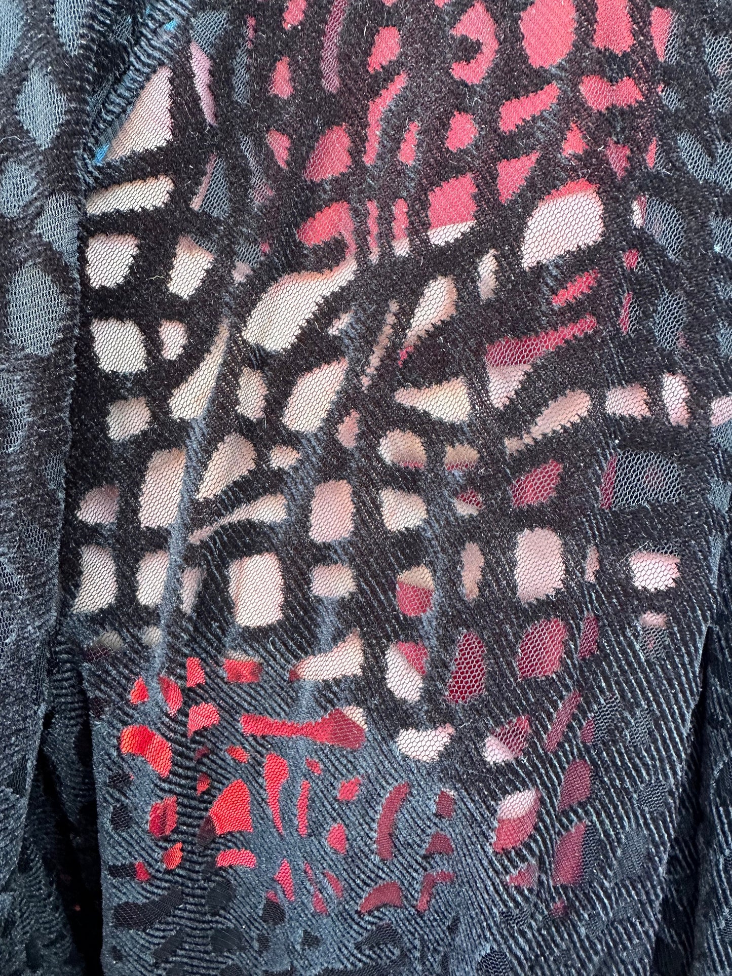Spiderweb design spandex mesh with flocking 2-way stretch 58/60”