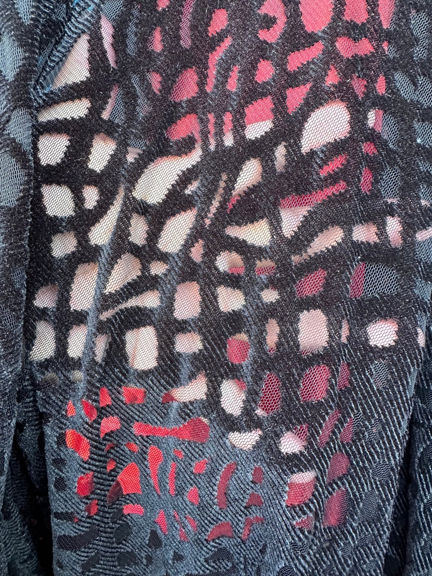 Spiderweb design spandex mesh with flocking 2-way stretch 58/60”