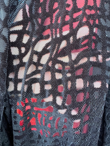 Spiderweb design spandex mesh with flocking 2-way stretch 58/60”