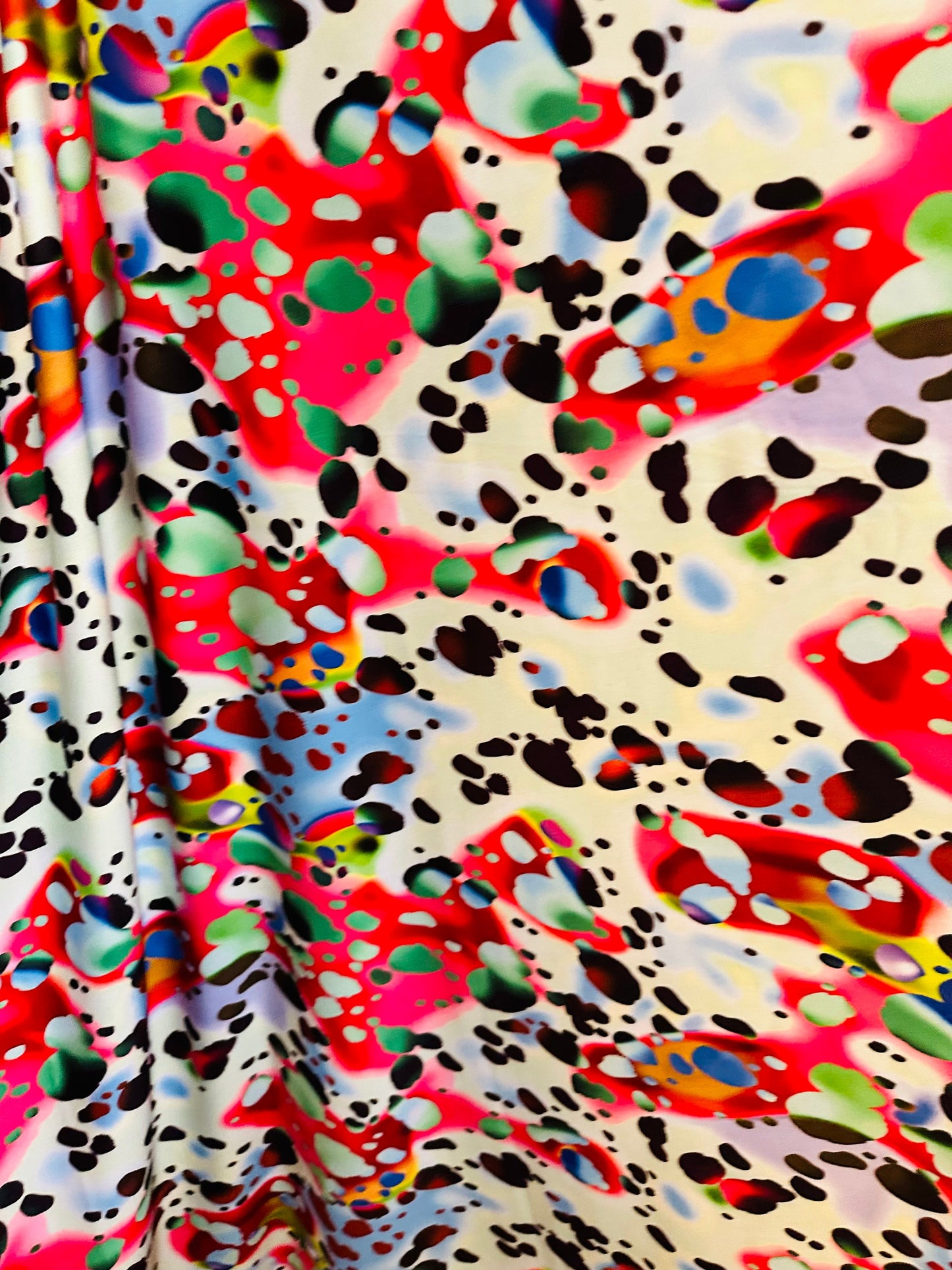 New abstract water design multicolor print on great quality of nylon spandex 4-way stretch 58/60” Sold by the YD. Ships worldwide