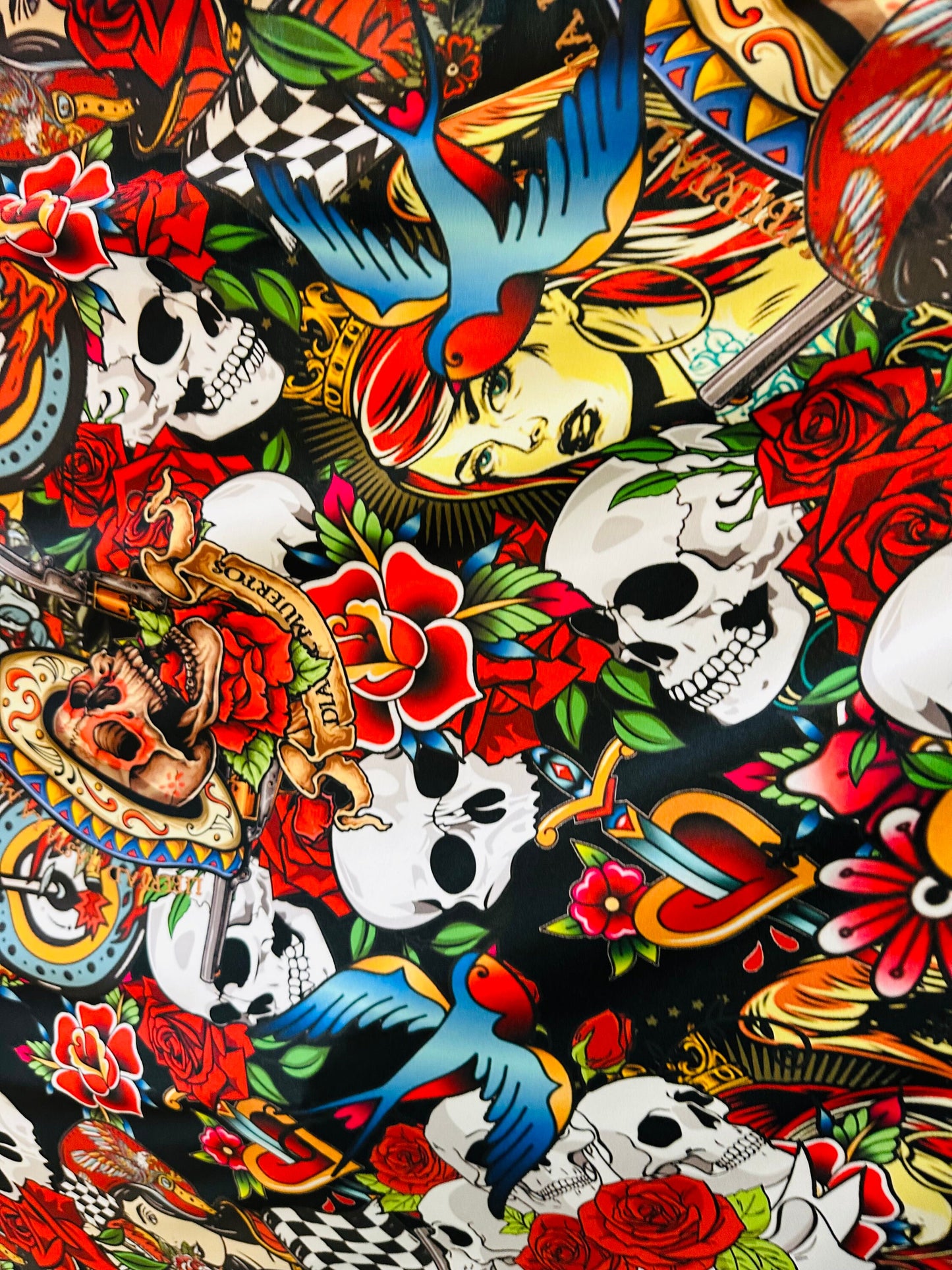 New Skull design print on great quality of nylon spandex 4-way stretch 58/60”