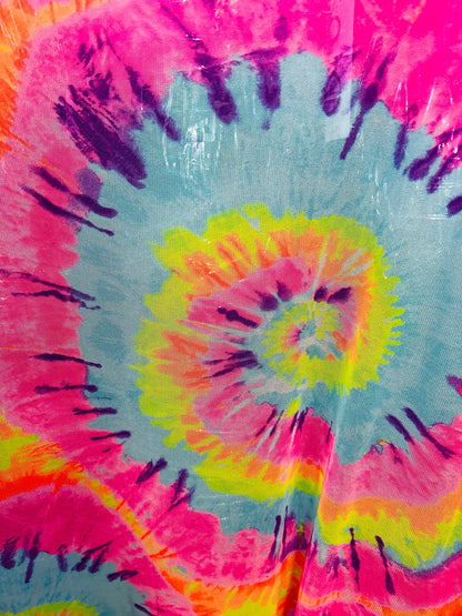 New Tie dye abstract design print on power mesh 4-way stretch 58/60”