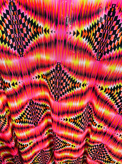 Tribal design print on great quality of nylon spandex power mesh 4-way stretch 58/60” High quality fabrics by AlexLAFabrics