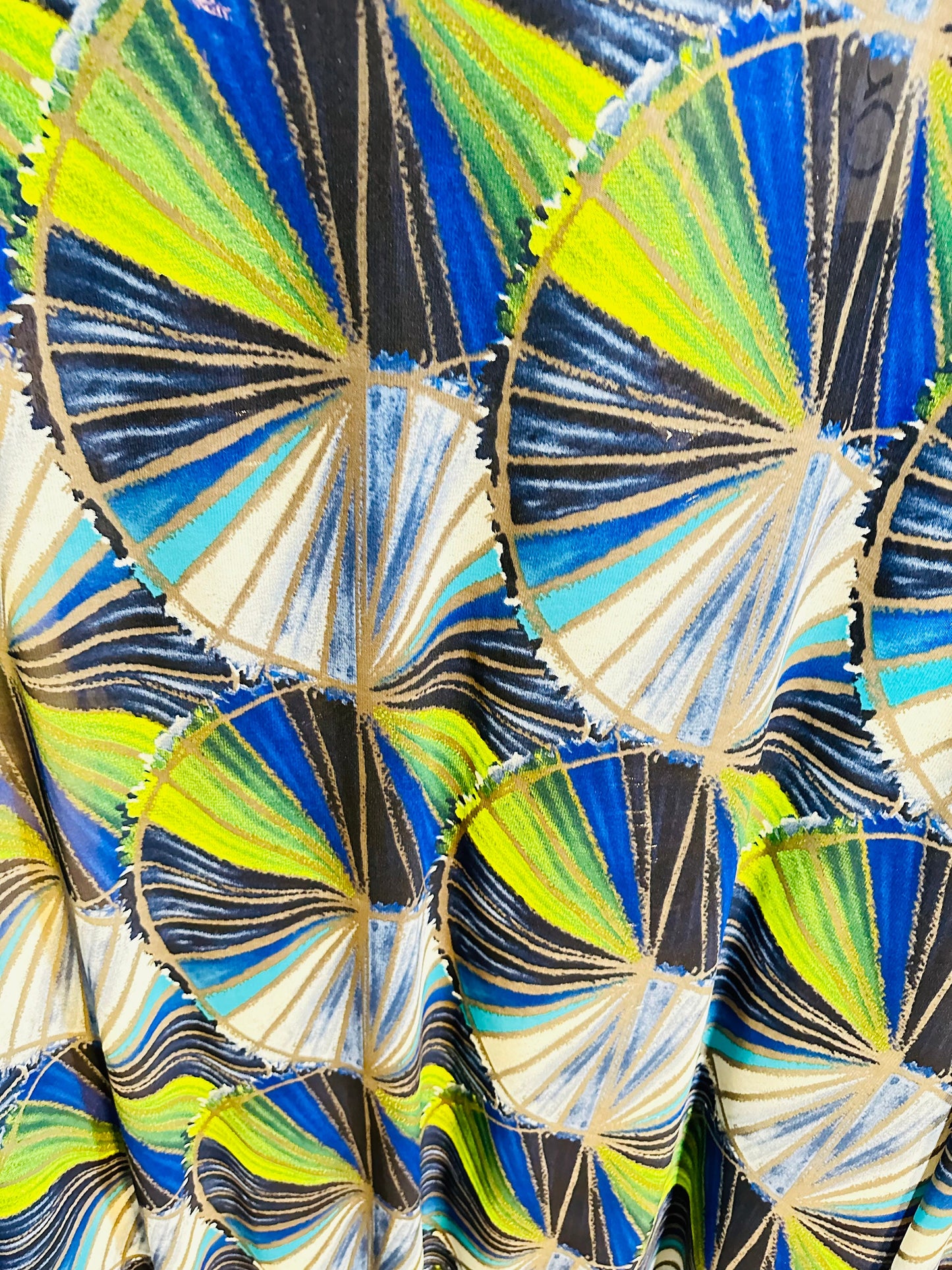 New abstract design multicolor print on great quality of power mesh 4-way stretch 58/60”